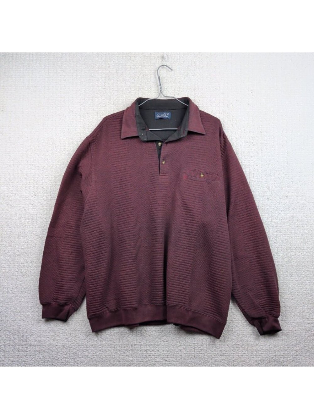 Vintage 90s Arnold Palmer Mens Dark Red Rugby Pullover Knit Jacket Preppy Read